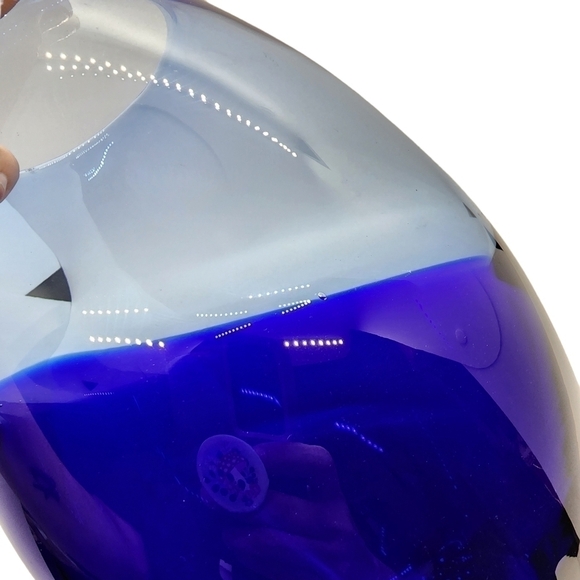 Large Glass vase cobalt blue angle design heavy thick vintage Estate - Picture 9 of 15